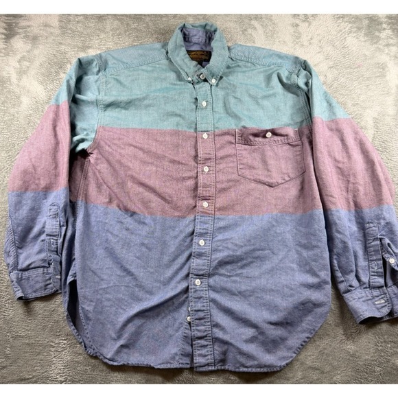 Eddie Bauer Other - Vtg Eddie Bauer Shirt Mens L Colorblock Button Down Oxford 90s